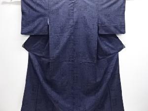 幾何学に花更紗模様織り出し手織り紬着物